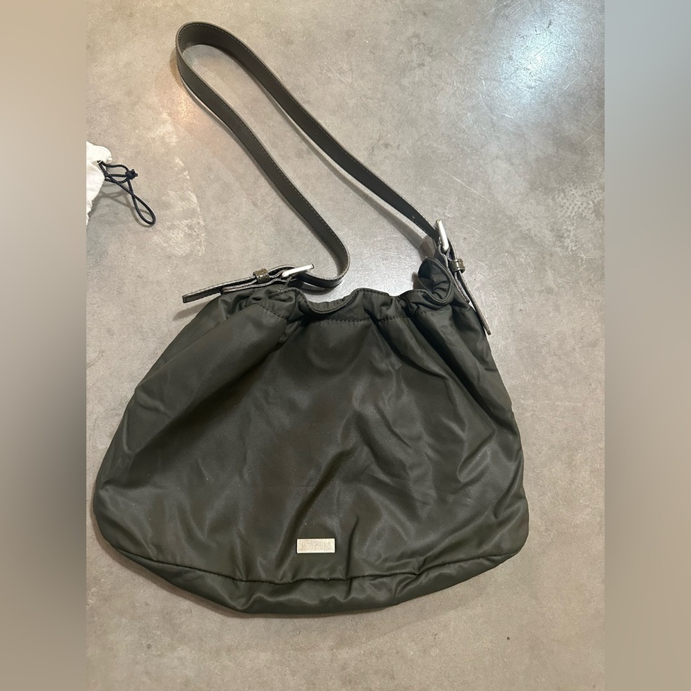 Moschino Cheap & Chic Olive Nylon Hobo Shoulder Bag, Y2K Vintage, Made in Italy
